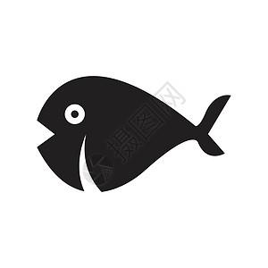 鱼图标海鲜游泳海洋白色黑色蓝色红色食物插图动物背景图片