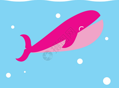 一个微笑的粉红鲸鱼在海洋中游泳背景图片
