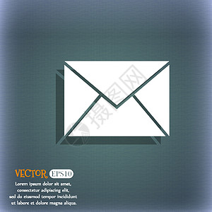 邮件 信封图标 在蓝色绿色抽象背景上加上阴影和文字空间 矢量网站插图用户界面网络圆形插画家电子邮件绘画通讯背景图片