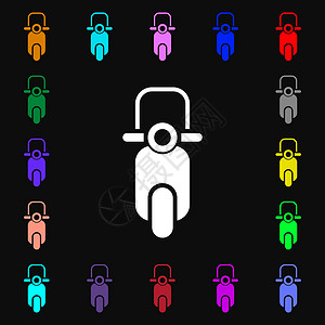Scooter 图标符号 您的设计有许多多彩的符号 矢量背景图片