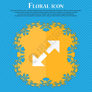 寒食全屏海报完整屏幕图标 Floral 平面设计在蓝色抽象背景上 有文本的位置 矢量界面按钮插图导航电影全屏用户视频网络菜单插画