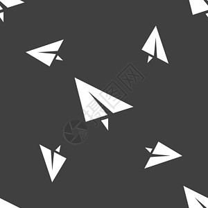 韦陀纸飞机图标标志 灰色背景上的无缝模式 韦克托电子邮件飞机场玩具商业网络航空邮件邮政互联网物理设计图片