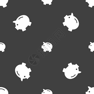 白猪存钱罐存钱图标标志 灰色背景上的无缝模式 韦克托市场金融经济时间储蓄碰撞货币贷款支付项目设计图片