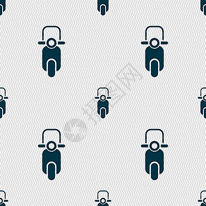 滑板车图标标志 具有几何纹理的无缝模式 韦克托摩托车车辆运输发动机交通背景图片