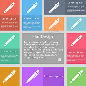 图标图标图标符号 一组带有文本空格的多色按钮 矢量办公室荧光笔铅笔插图笔记背景图片