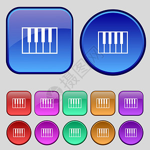 键盘按钮钢琴关键键图标符号 一组12个复选按钮用于设计 矢量插画