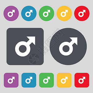 男性女性图标男性图标标志 一组 12 个彩色按钮 平面设计 韦克托设计图片