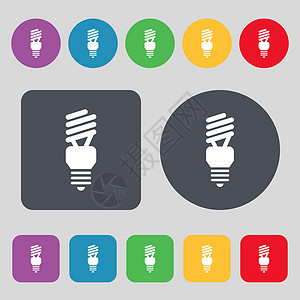 荧光灯图标符号 一组有12色按钮 平面设计 矢量背景图片