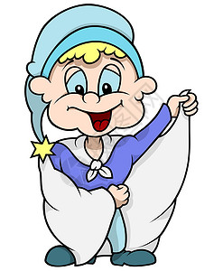 蓝色矮人童话大衣剪贴数字插图卡通片小精灵漫画手绘背景图片