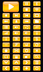 矢量多媒体按钮集环形菜单视频音乐文件夹图标监管者耳机洗牌上网插画