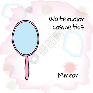 水彩化妆品 背景模糊的水颜色镜像背景图片