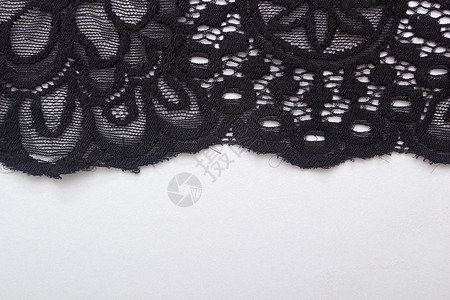 Lacy 黑色布料白色针织褶皱花边工作室材料装潢蕾丝织物编织背景图片