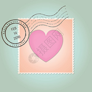 情人节快乐 邮戳邮票背景图片