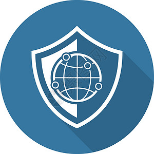 网络安全图标 平面设计互联网商业全球标识球状体数据插图技术背景图片