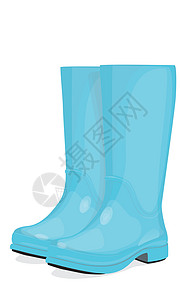蓝橡胶靴塑料胶靴绘画衣服工作天气鞋类草稿季节工人背景图片