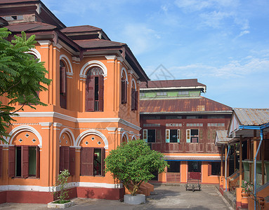 缅甸佛教修道院背景图片