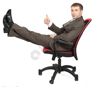 坐在椅子上的商务人士通勤者套装商务银行双腿展示人士金融男性老板背景图片