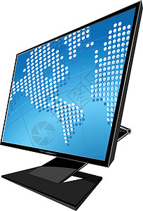 示教器LCD 监测矢量说明监视器电脑技术框架插图展示边界屏幕办公室商业插画