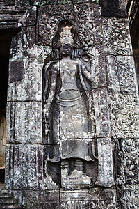 柬埔寨的巴斯救济历史文化浮雕装饰建筑学风格砂岩外观雕刻地方背景图片