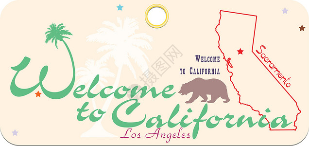 萨克欢迎使用加利福尼亚州标签设计图片