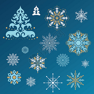 雪花插图天气白色绘画计算机蓝色水晶星形图标背景图片