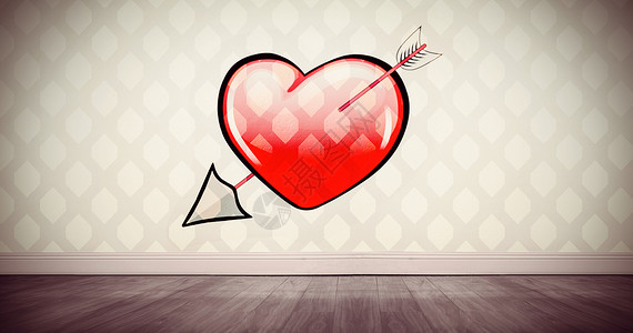 心脏与箭形复合图像情人绘图房间木地板计算机木头地板背景图片