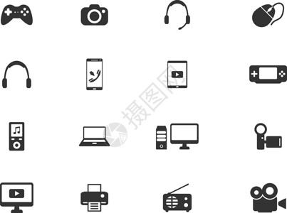 小工具简单图标手机笔记本相机来电电子游戏打印机桌面指针音乐播放器控制台背景图片