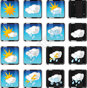 气象简单矢量图标雷雨冰雹温度计太阳闪电暴风雪计算机背景图片