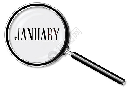 1月 放大镜检测广告艺术机构警察工作检查帮助劳动日历背景图片