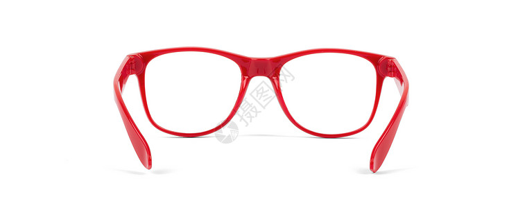 红色眼镜对等镜片框架塑料光学手表背景图片