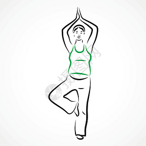 孕妇做瑜伽运动树形插图身体产妇怀孕手臂塑料肌肉运动母亲母性设计图片