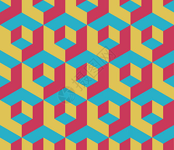 彩色菱形背景彩色回色立方几何无缝模式插画