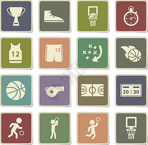 篮球简单的图标篮子时间场地高手分数跑表运动鞋篮筐灌篮背心背景图片