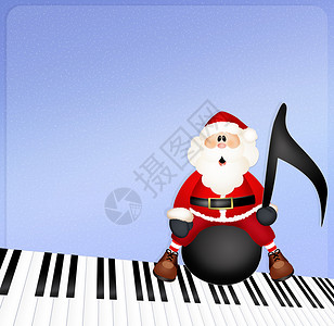 圣诞音乐会钢琴庆典笔记唱歌音乐合唱插图卡通片音符派对背景图片