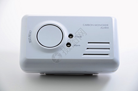 氧化碳警报二氧化碳危险安全房子白色剪裁探测器警笛一氧化碳情况背景