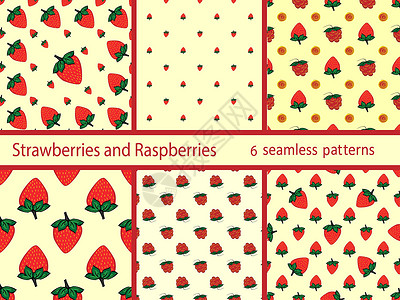 设置草莓和草莓的无缝图案背景图片