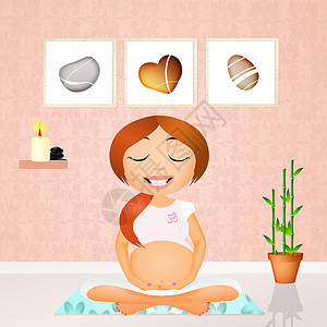 做瑜伽的孕妇妈妈母性女士脉轮课程健身房运动母亲插图姿势背景图片