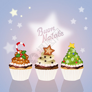 圣诞纸杯蛋糕玻璃糖果庆典巧克力奶油星星蛋糕背景图片
