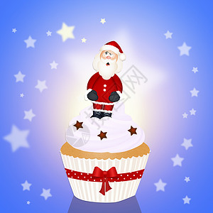圣诞纸杯蛋糕巧克力玻璃蛋糕庆典星星糖果奶油背景图片