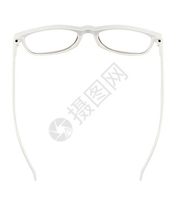 白眼镜对等镜片手表白色光学塑料框架背景图片