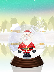 圣诞水晶球插图庆典丝带卡通片玻璃背景图片