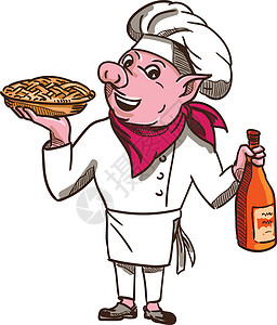 猪饼干酒品瓶装卡通背景图片