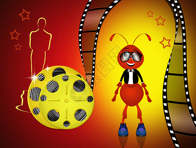 奥斯卡电影颁奖线圈动物演员天赋塑像卡通片快乐蚂蚁背景图片