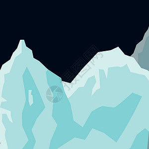 冰川地貌山脉地貌冰川平面底底插画