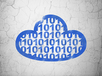 云计算概念云与代码在墙上背景服务器高科技互联网插图蓝色数据古董解决方案背景墙计算背景图片