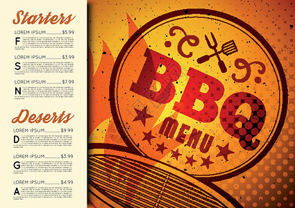 烧烤小册子菜单设计午餐派对餐厅传单邀请函牛肉创造力咖啡店食物海报背景图片
