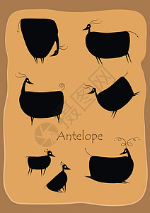 羚星体雕刻品绘画动画片黑色艺术插图羚羊背景图片