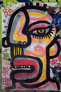巴塞罗那街头的涂鸦画画作品街道壁画绘画艺术自由城市背景图片