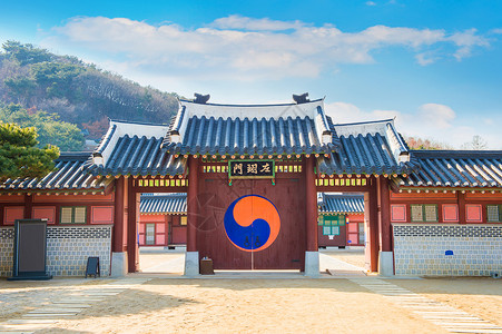 华城水原的华永堡垒 韩国著名的道路网关历史性交通城市皇家堡垒历史城堡地标背景