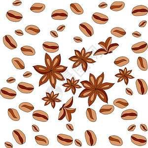 矢量绘图     咖啡豆和恒星蜂背景图片